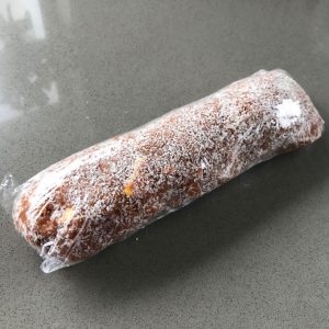 lolly log rolled up on cling film