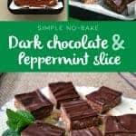 Delicious no-bake dark chocolate peppermint slice, easy recipe from VJ cooks