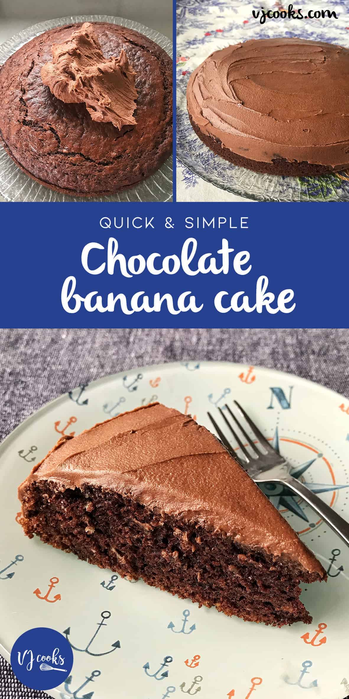 Quick and easy chocolate banana cake recipe by VJ cooks. #chocolatebananacake #vjcooks 