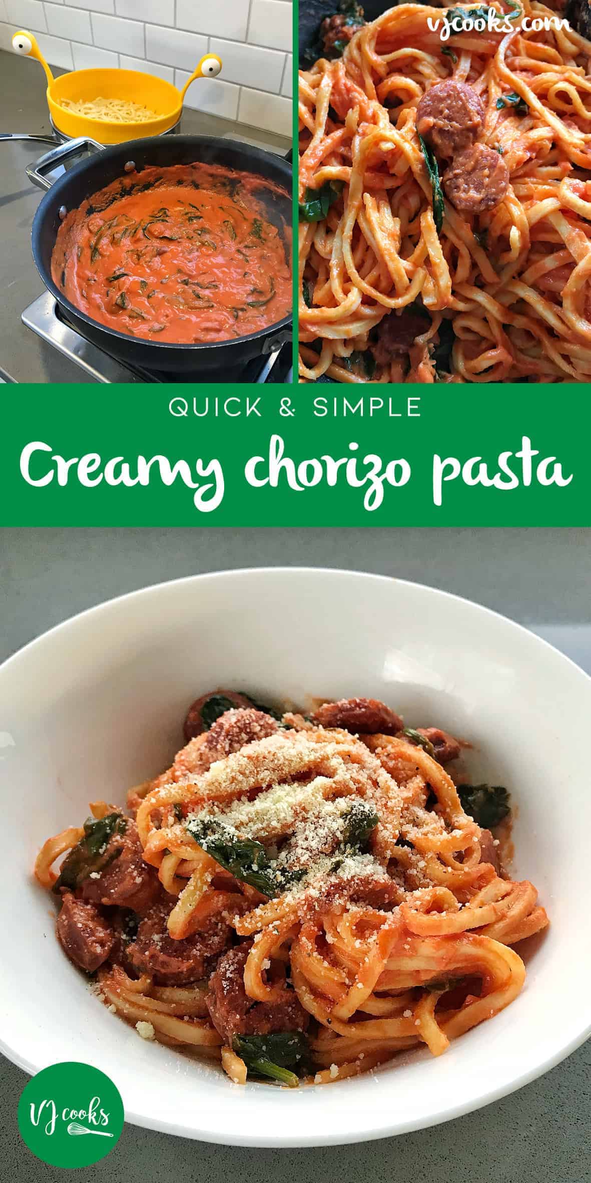 Quick chorizo creamy tomato pasta - Easy recipe by VJ cooks