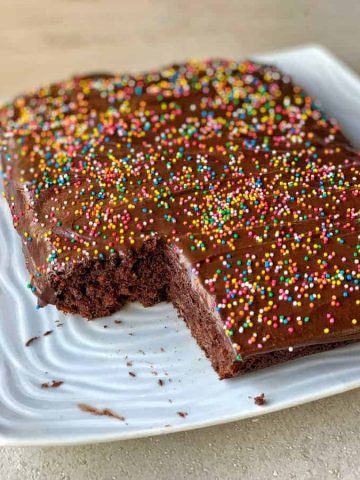Vj cooks chocolate banana cake with sprinkles
