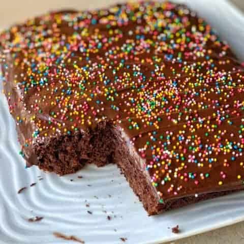Vj cooks chocolate banana cake with sprinkles