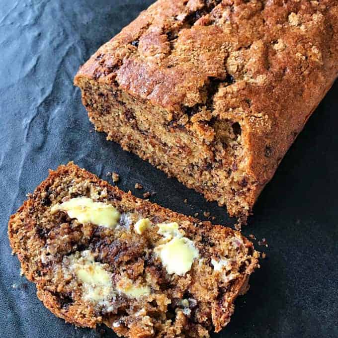 banana chocolate chip loaf, easy recipe by VJ cooks 