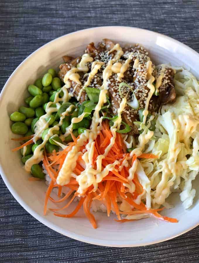 VJ cooks teriyaki chicken bowls 