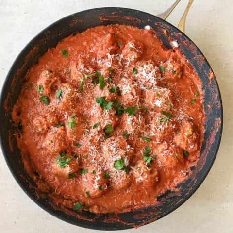 Italian style pork meatballs with creamy tomato sauce