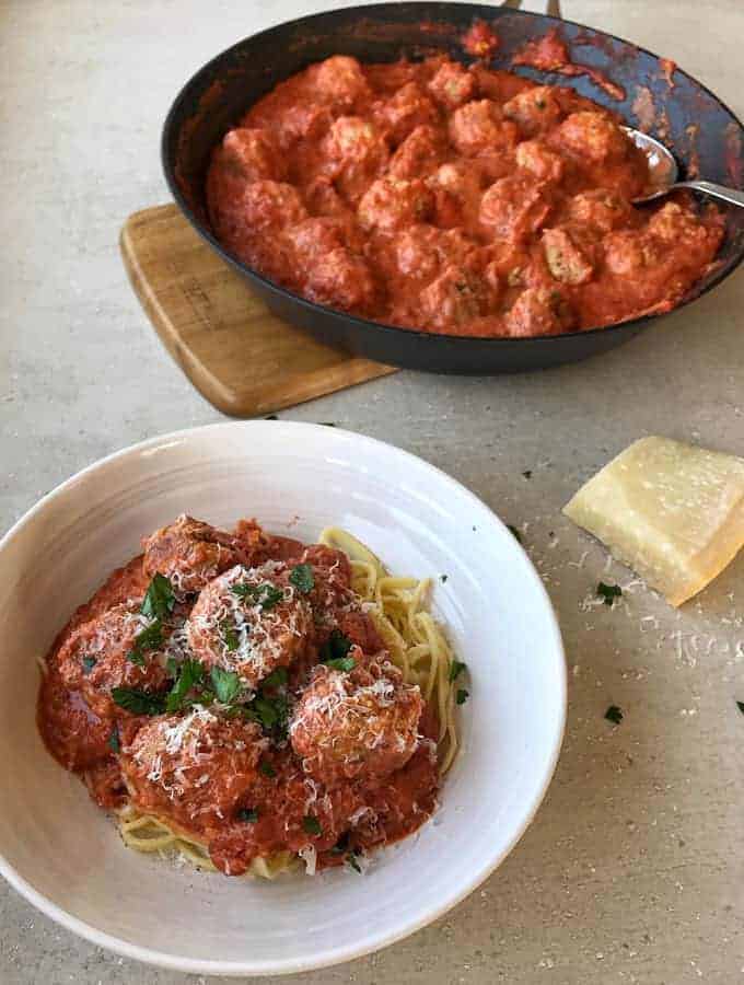 Italian style pork meatballs with creamy tomato sauce - VJ Cooks