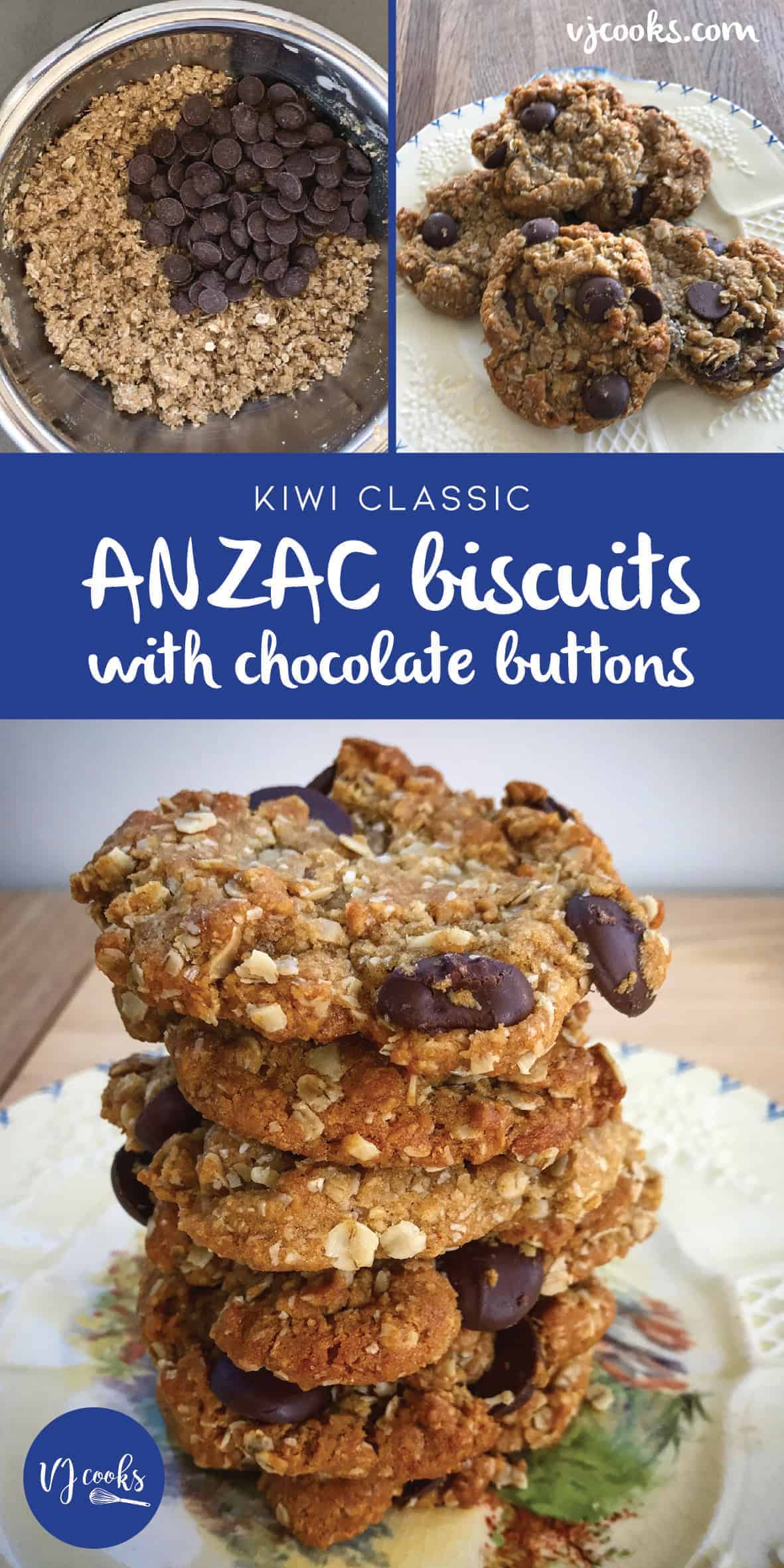 Easy ANZAC Biscuits with chocolate buttons recipe by VJ cooks