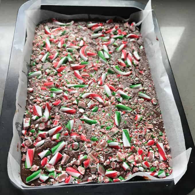 Candy cane chocolate fudge by VJ COOKS