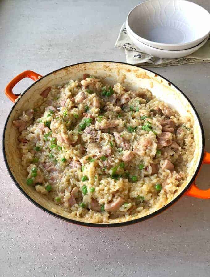 Baked Chicken Bacon And Pea Risotto