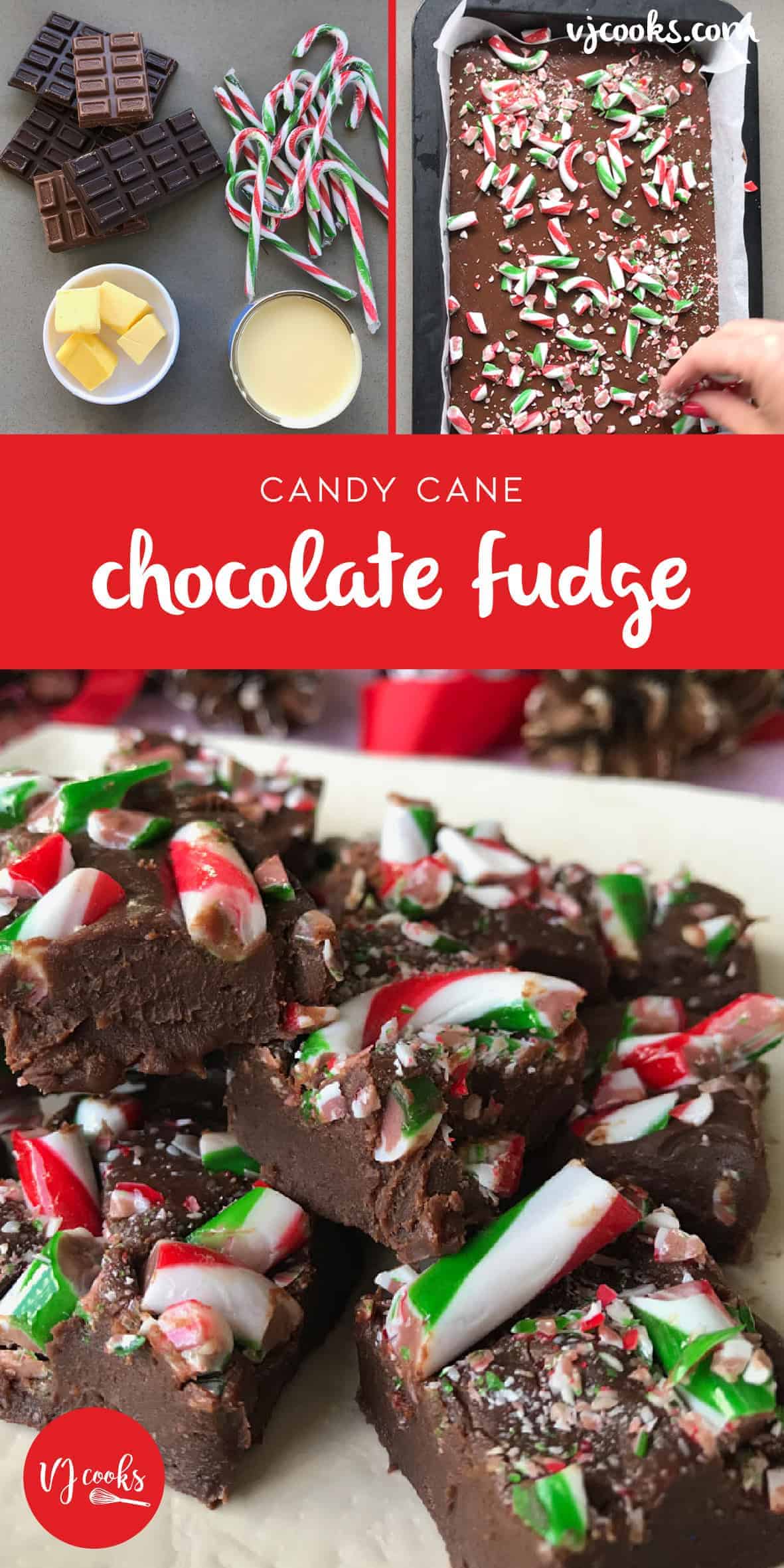 Candy cane chocolate fudge by VJ COOKS