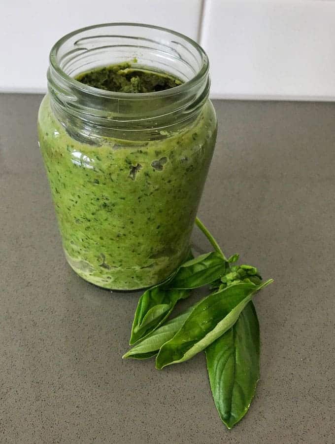 homemade cashew and basil pesto recipe by VJ cooks 