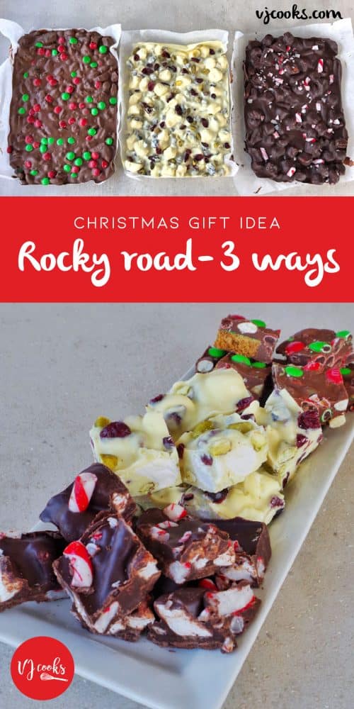 The process of making christmas rocky road three ways
