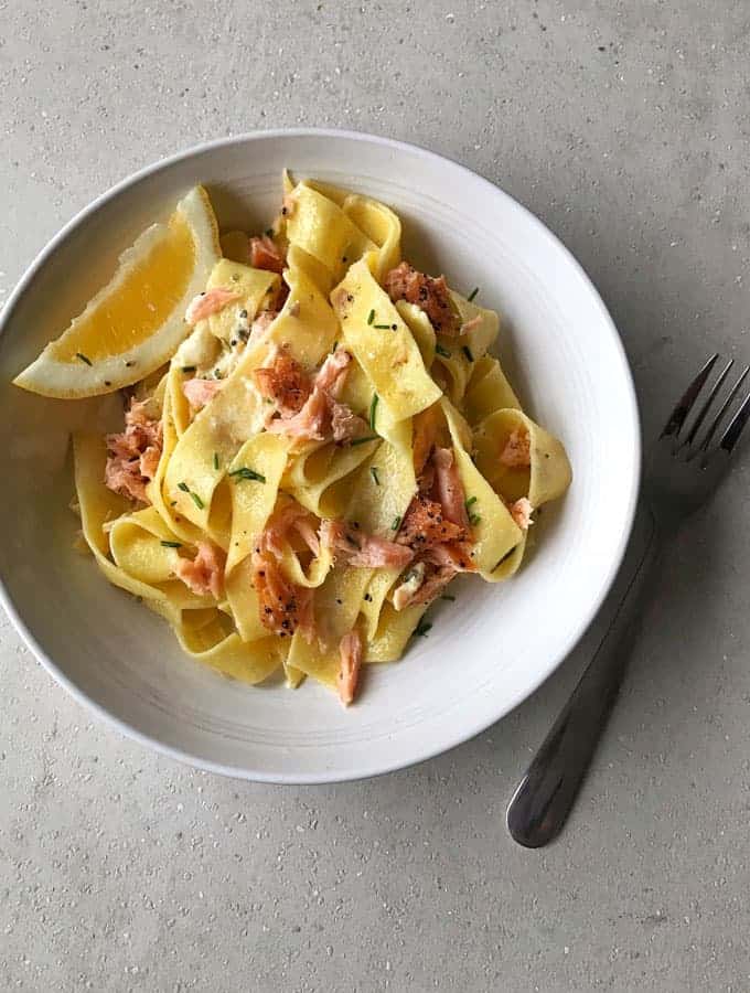 VJ cooks smoked salmon pasta