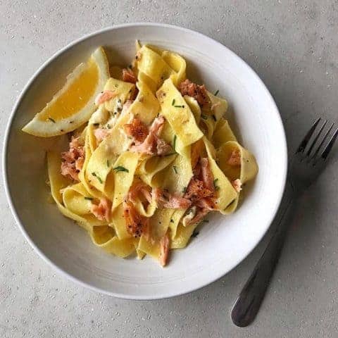 VJ cooks smoked salmon pasta