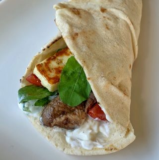 Lamb and haloumi wraps by VJ cooks