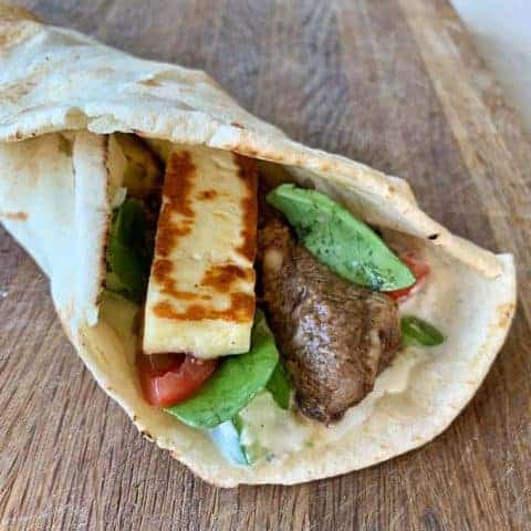 Lamb and haloumi wraps