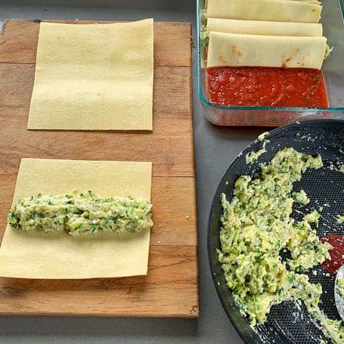 Courgette and ricotta cannelloni 