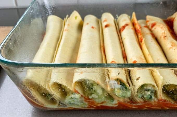 Courgette and ricotta cannelloni 