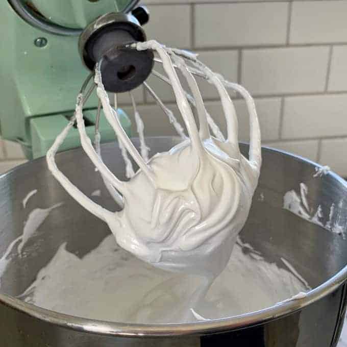 delicious whipped meringue for pavlova in a Pistachio KitchenAid 