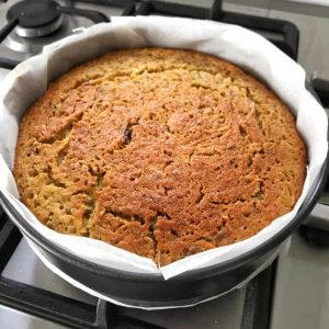 vj cooks lumberjack cake, apple and date cake with coconut topping