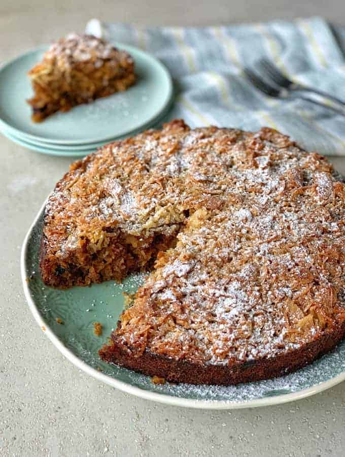 vj cooks lumberjack cake with coconut topping