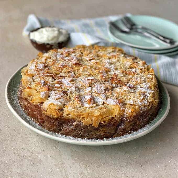 vj cooks lumberjack cake, apple and date cake with coconut topping