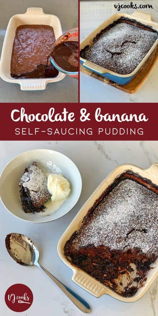 vj cooks chocolate banana self saucing pudding 