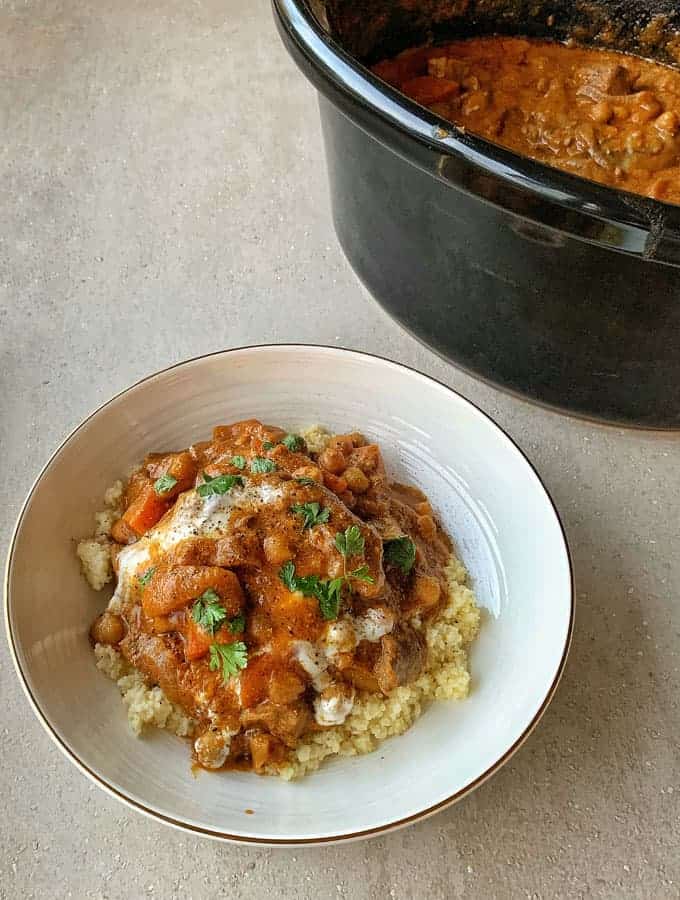 Slow cooker Moroccan lamb with apricot & chickpeas - VJ cooks