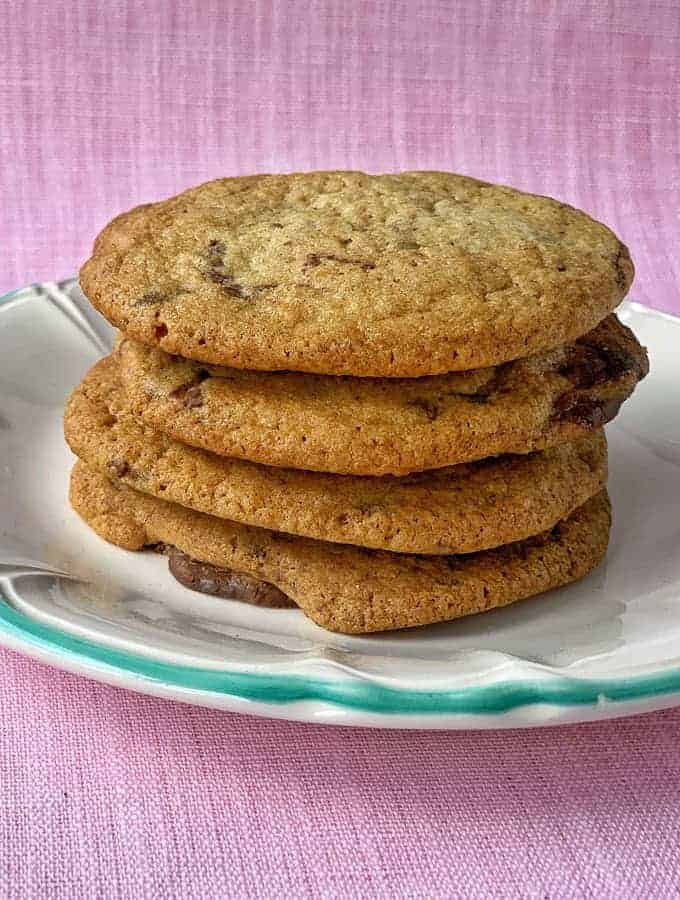 Chocolate chunk cookies in a pile recipe from VJ cooks 