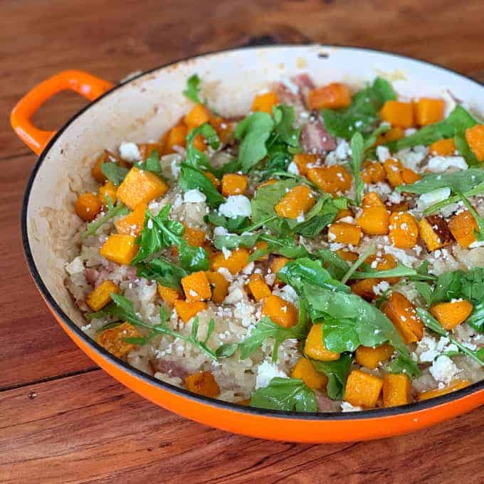 VJ cooks - bacon and butternut baked risotto