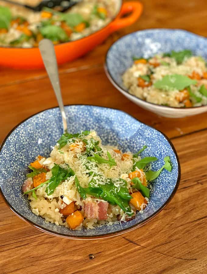 VJ cooks - bacon and butternut baked risotto