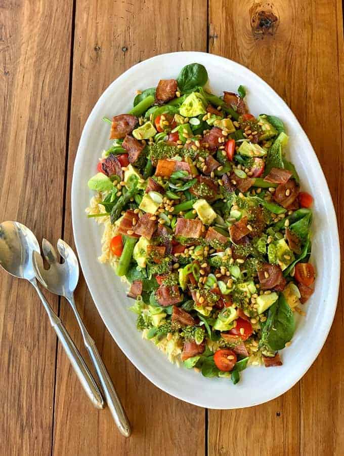 VJ cooks Asparagus and bacon pasta salad