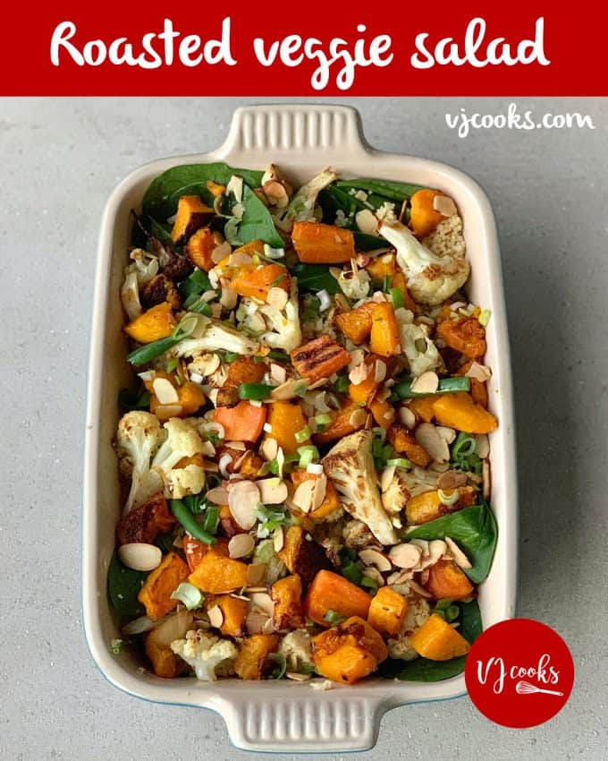 Pinterest image of Roast vegetable and couscous salad