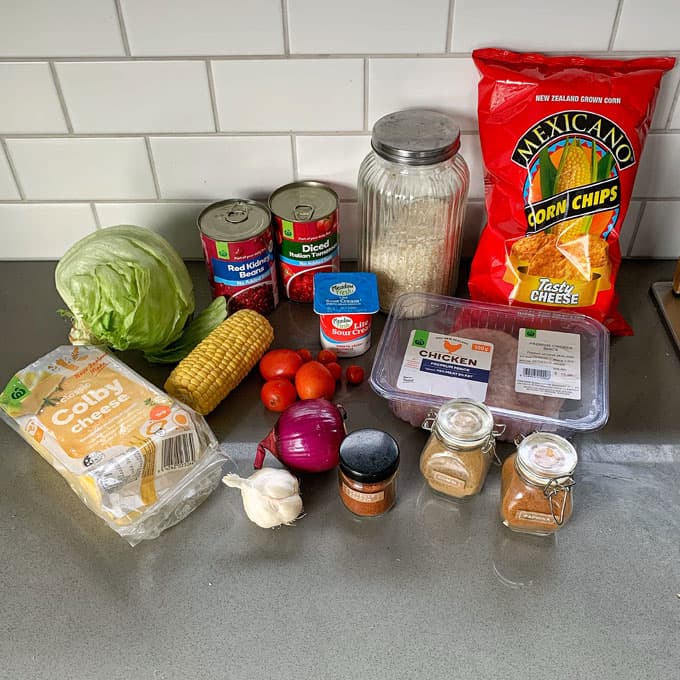 ingredients for chicken burrito bowls