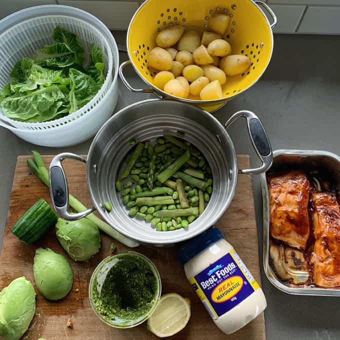 Salmon Potato Salad ingredients