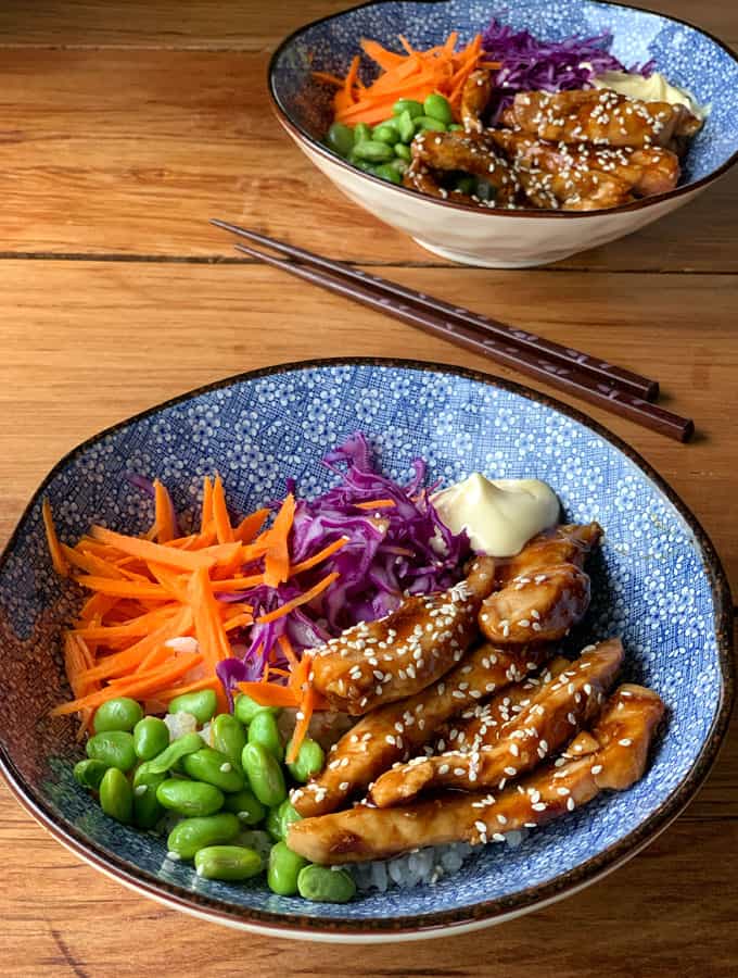 Quick teriyaki chicken bowls - VJ Cooks