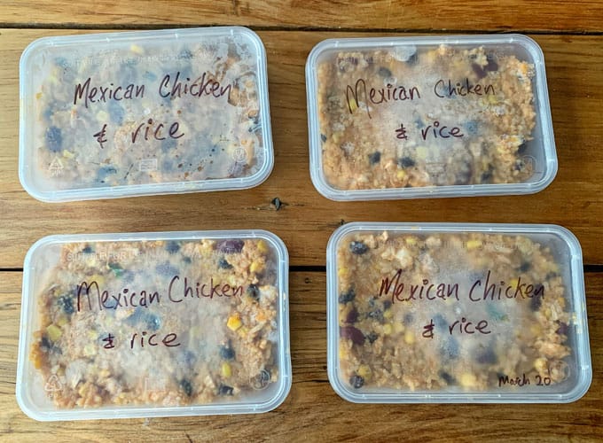 multi cooker mexican chicken and rice ready for the freezer