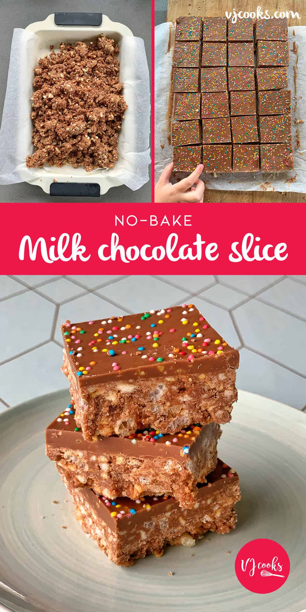 No-bake Milk Chocolate Slice - VJ Cooks