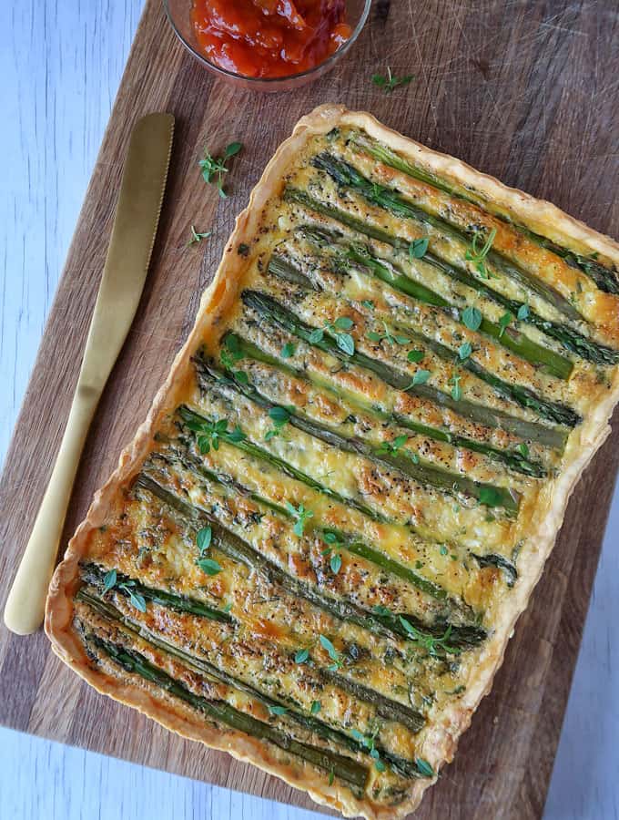 Asparagus and feta tart