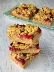Apple and raspberry crumble slice