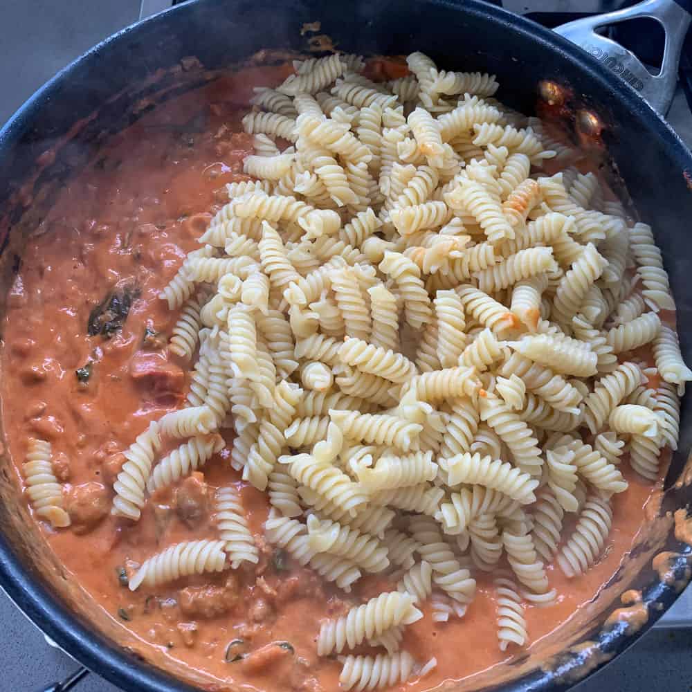 Creamy tomato italian sausage pasta