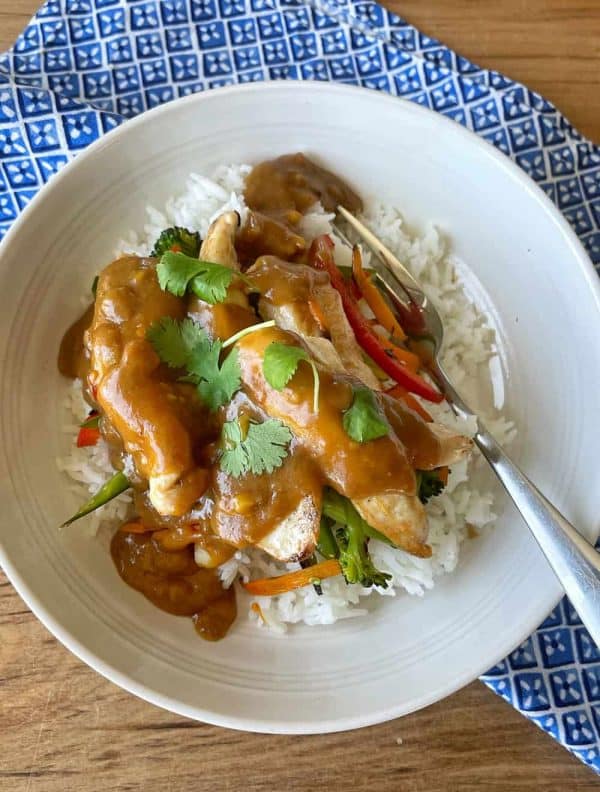 Chicken and Vegetable Stir Fry with Satay Sauce VJ Cooks