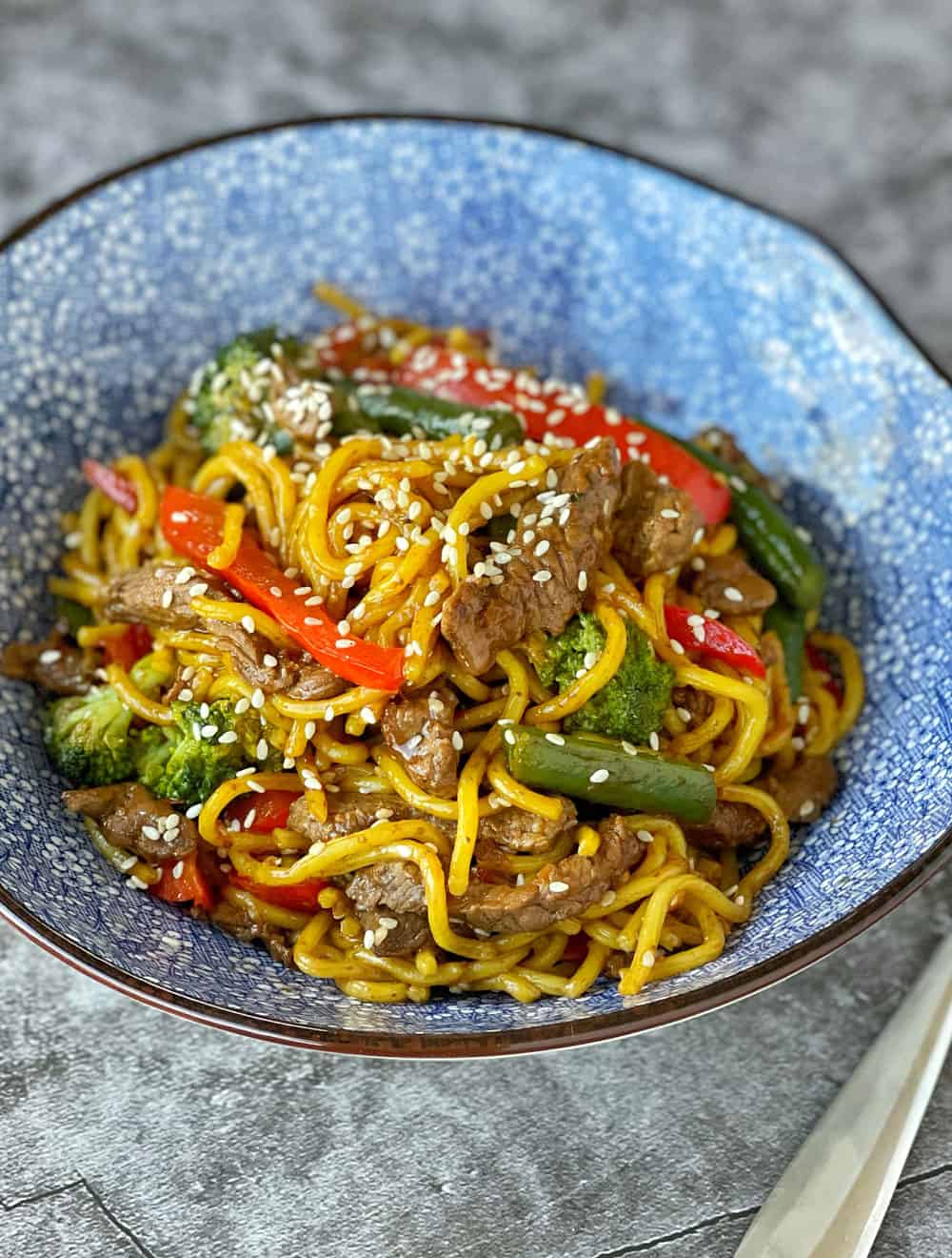 Beef and noodle stir fry