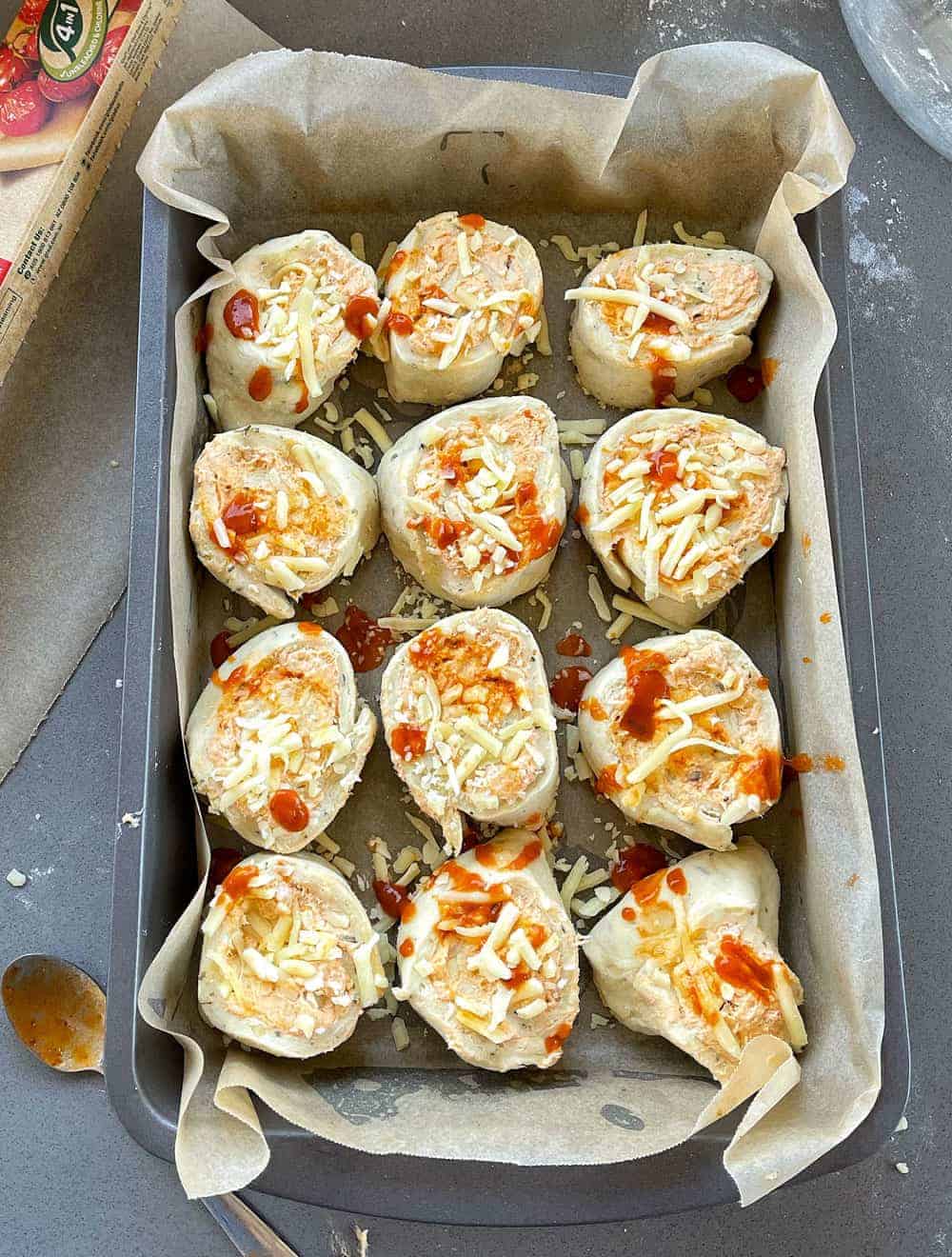 Cheesy Buffalo Chicken Scrolls - VJ Cooks