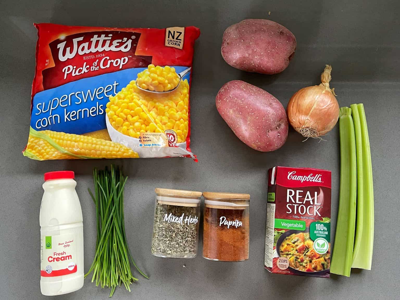 Corn and potato chowder VJ Cooks