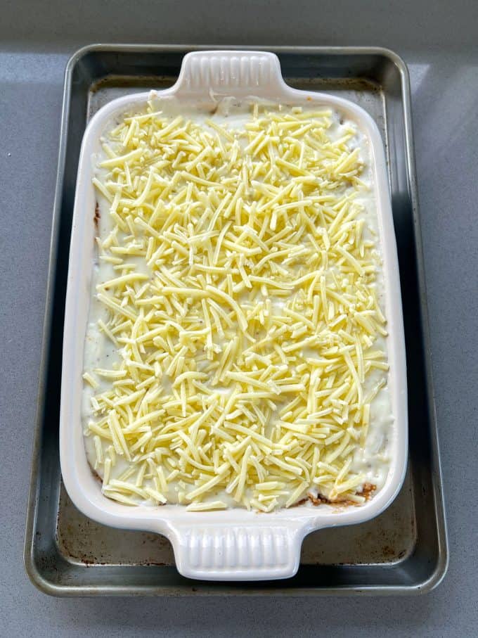 Vanya's Lasagne Uncooked lasagne before going into the oven.