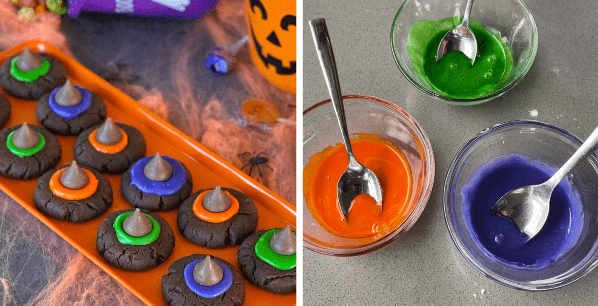The process of making Halloween Witch Hat Cookies
