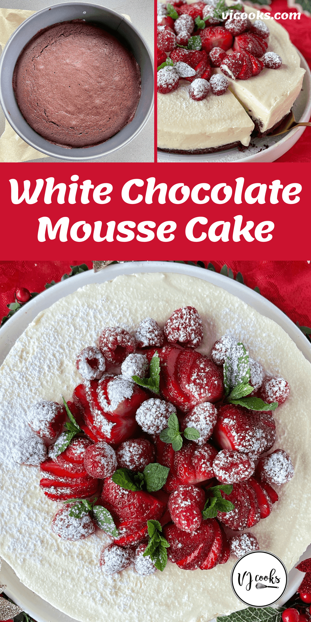 The process of making white chocolate mousse cake