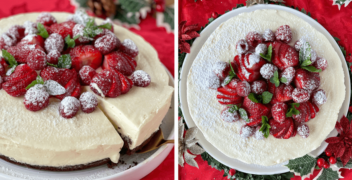 The process of making White chocolate mousse cake