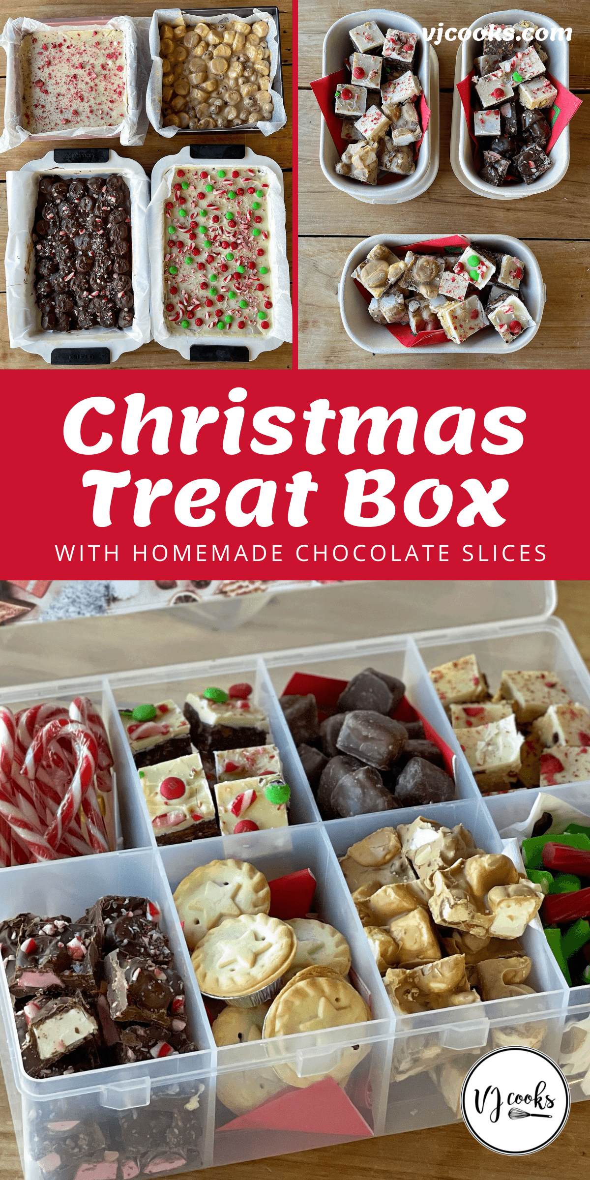 The process of making a Christmas Treat Box with homemade chocolate slices